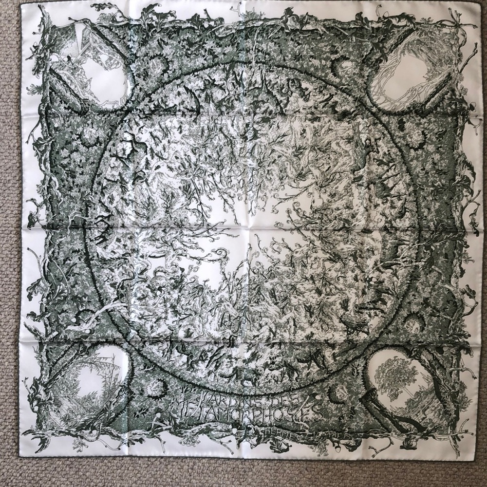 Hermes green Jardins des Metamorphoses Scarf
